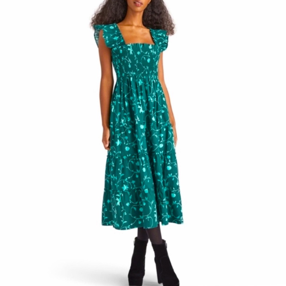 Hill House Green Ellie Botanical Nap Dress